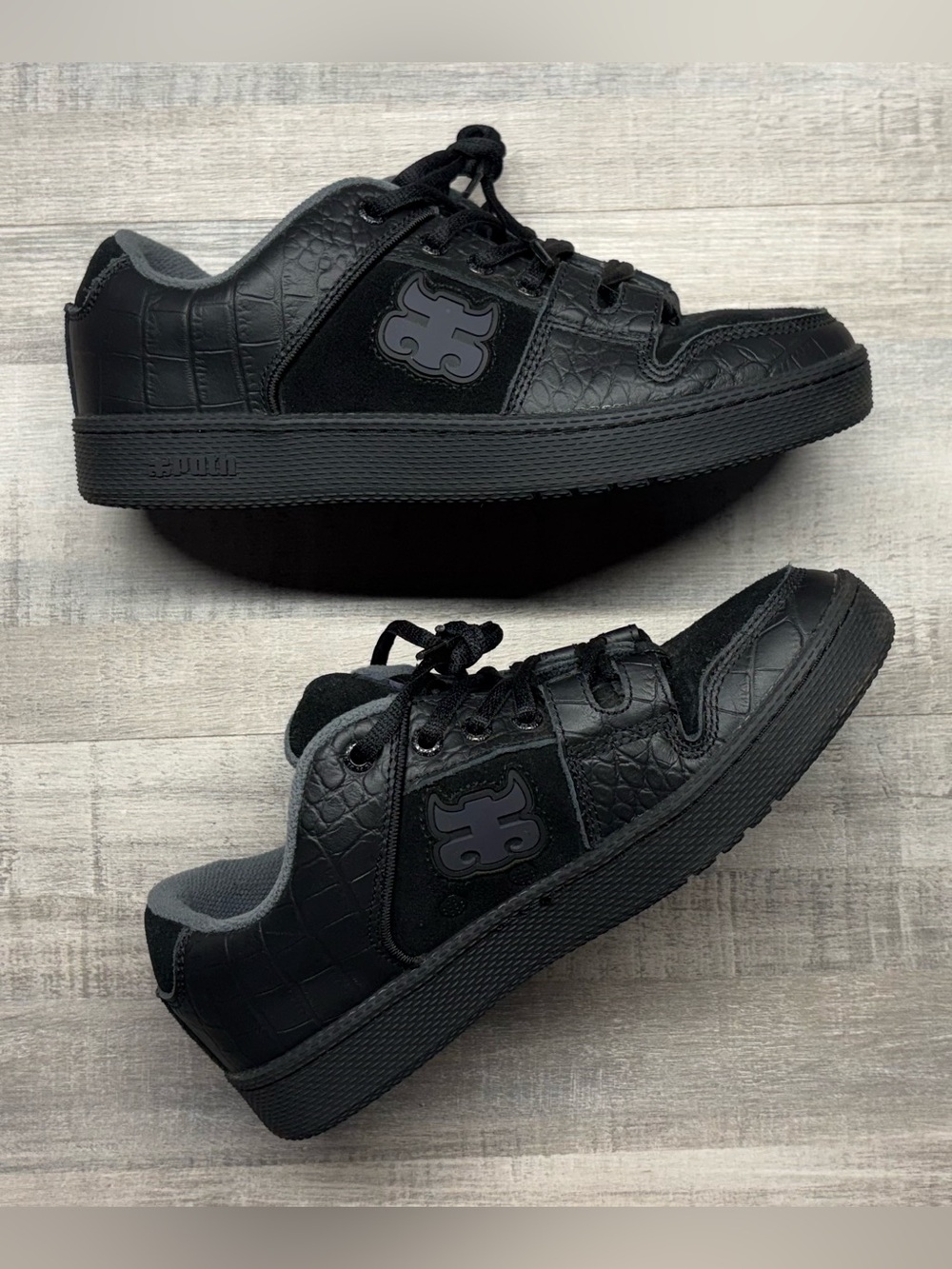 IPATH Cricket Black Croc Skate Shoes Men’s Size 7 Suede Leather Y2K Rare KOP